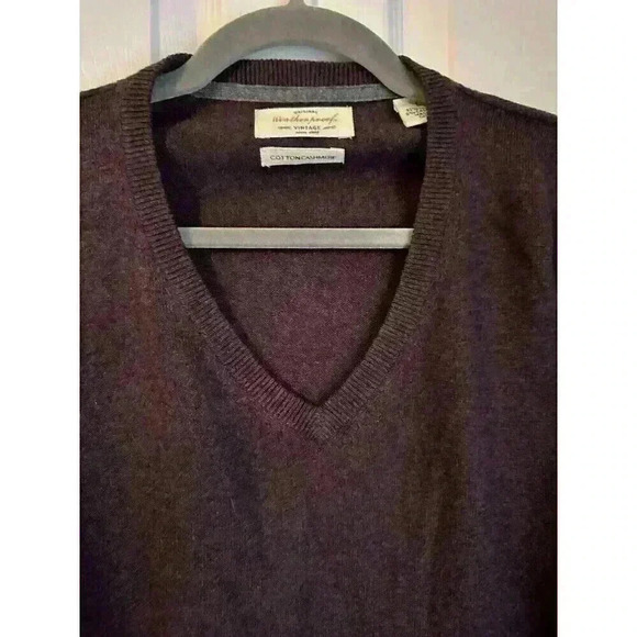 Weatherproof Vintage Men's Cotton Cashmere V-Neck Sweater Black Size L - Picture 2 of 6